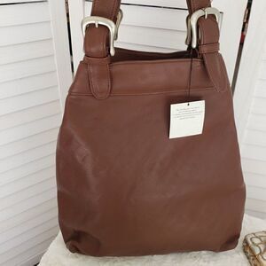 NWT Mano Brown Leather Buckle Handbag